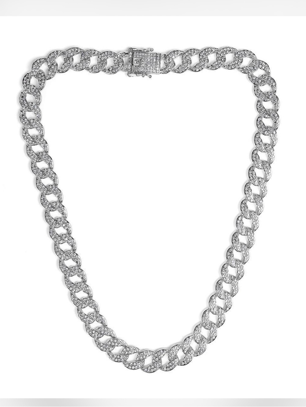 Invicta Silver Pavé Cuban Link Necklace